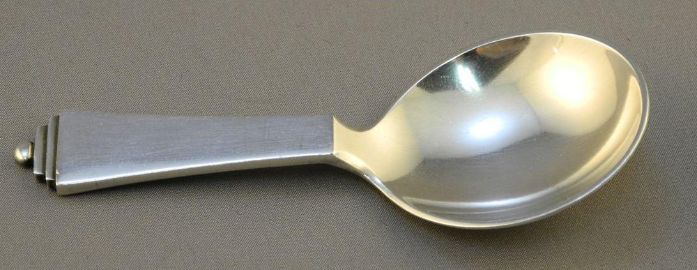 Georg Jensen 925S Caddy Spoon with Import Hallmarks, 3 7/8" Length, 33 Grams.: Georg Jensen 925S Caddy Spoon with Import Hallmarks, 3 7/8" Length, 33 Grams.