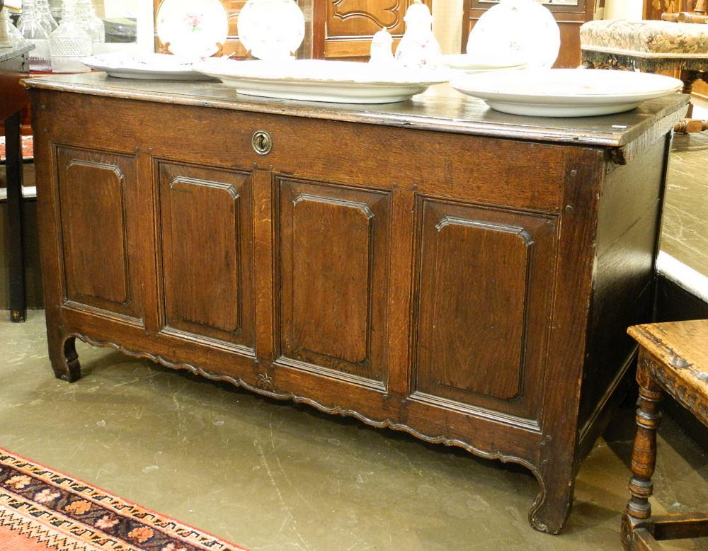 French Oak 4 Panel Coffer with Finished Skirt & Feet, 51" Wide.: French Oak 4 Panel Coffer with Finished Skirt & Feet, 51" Wide.