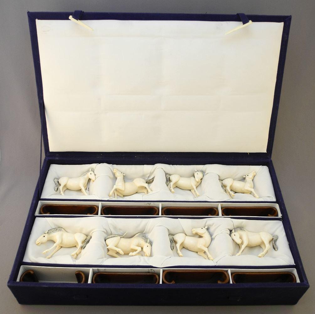 Cased Set of 8 Horses of Mu Wang, 1 Restored, No Export. (1 of 10)