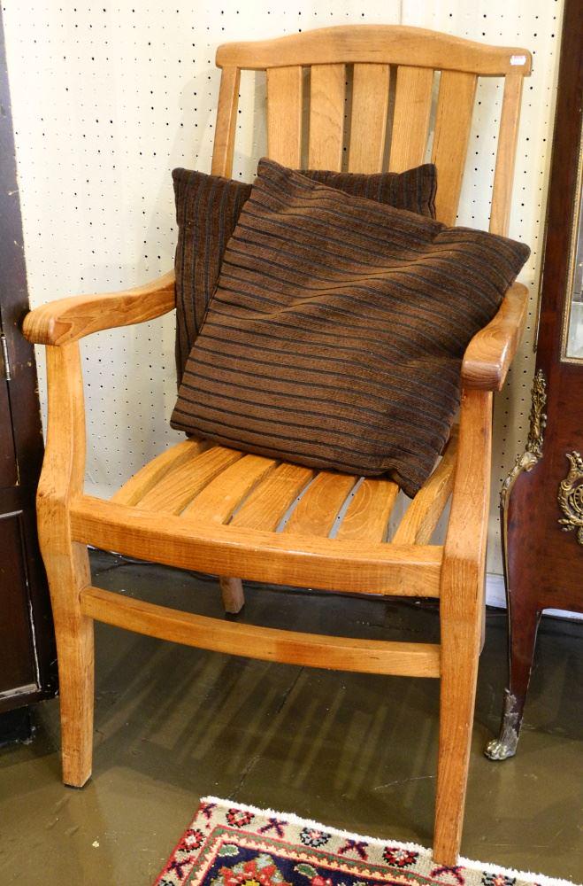Teak Outdoor Chair, H 39".: Teak Outdoor Chair, H 39".