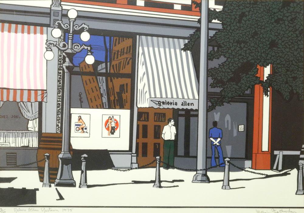 Serigraph #3/100 Signed William Featherston, "Galarie Allen, Gastown 1975" 13" x 19 1/4". (1 of 3)