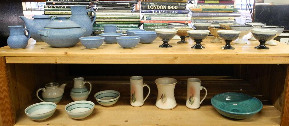 Collection of Espinoza Pottery & Various Stoneware Goblets: Collection of Espinoza Pottery & Various Stoneware Goblets