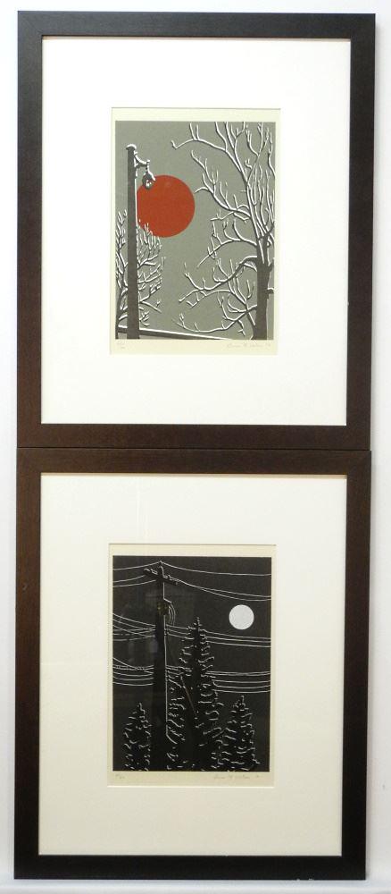 2 Serigraphs Signed Bruce M. Watson, Untitled #23/27, #27/28 12 1/2" x 8 1/2". (1 of 5)