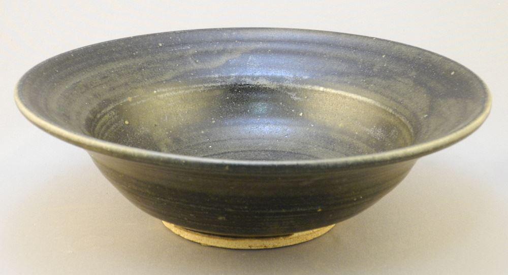 Stoneware Bowl Signed Wayne Ngan with Characters, 10 15/16" Diameter.: Stoneware Bowl Signed Wayne Ngan with Characters, 10 15/16" Diameter.