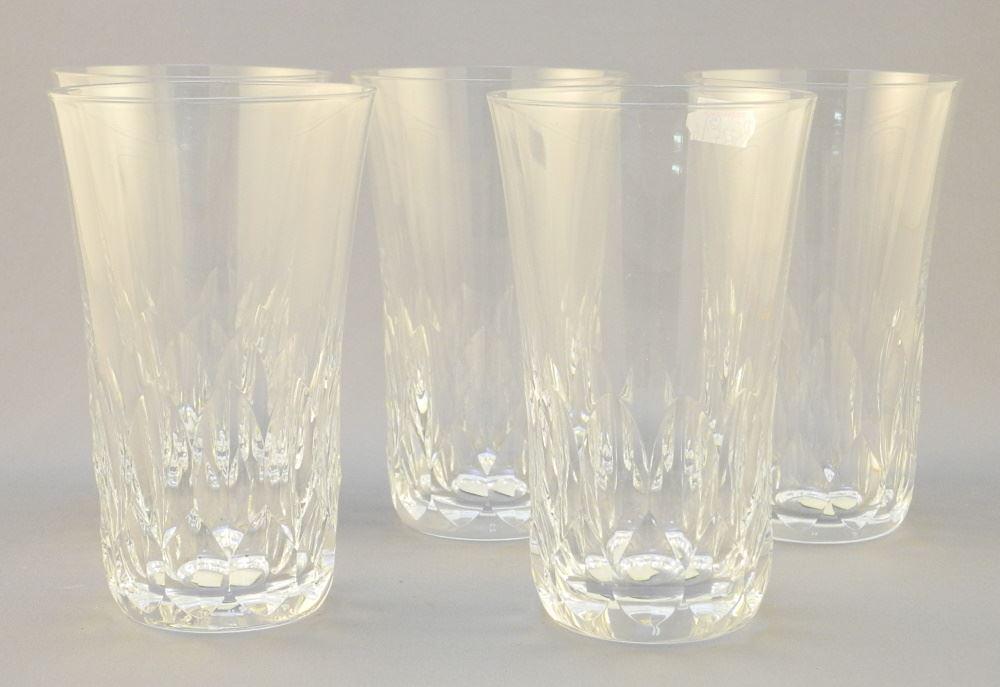 5 Swedish Crystal Water Glasses Signed Boda, 5 1/2" High. (1 of 3)
