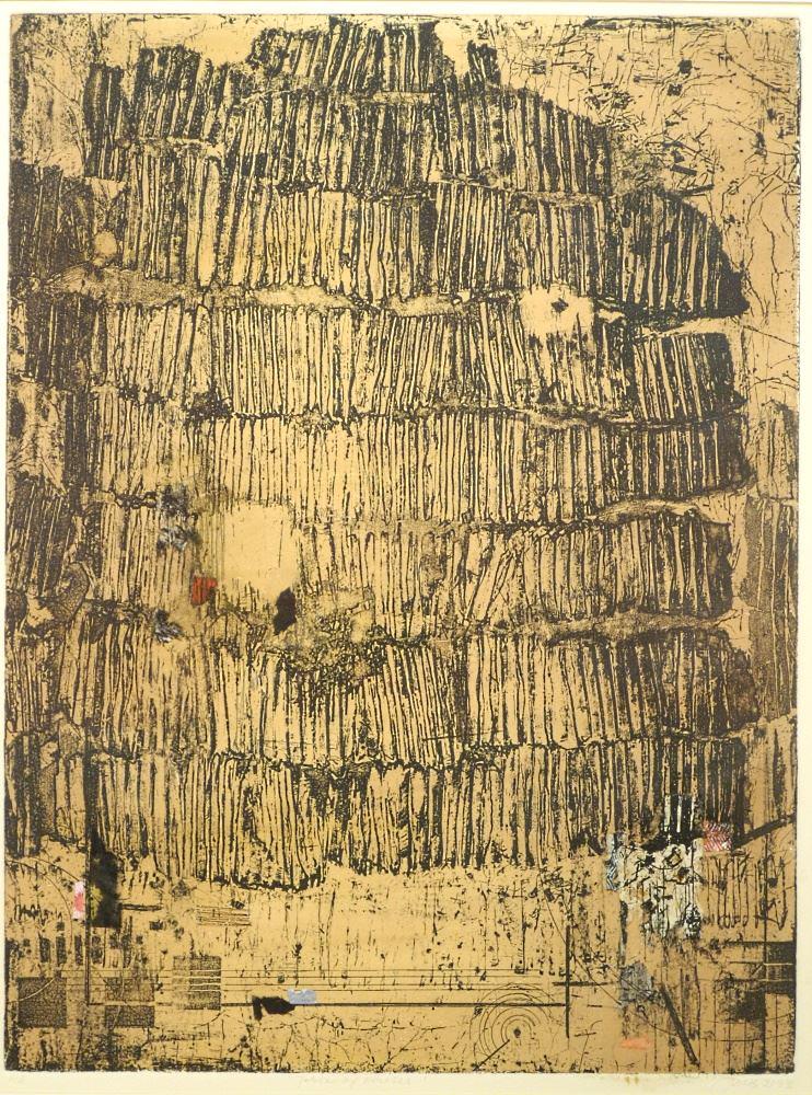 Colour Etching Monogrammed *MB 2193, 21 1/4" x 18 1/2", "Table of Houses". (1 of 3)