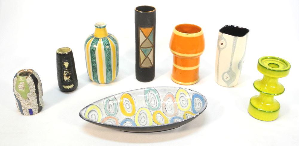 Collection of Art Pottery Vases & Trays, 12 1/4" Wide. (1 of 4)