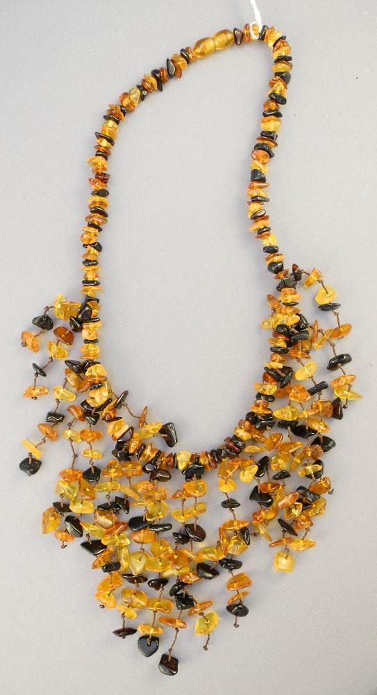 Amber Fringe Beaded Necklace, 18 1/2" Length. (1 of 1)