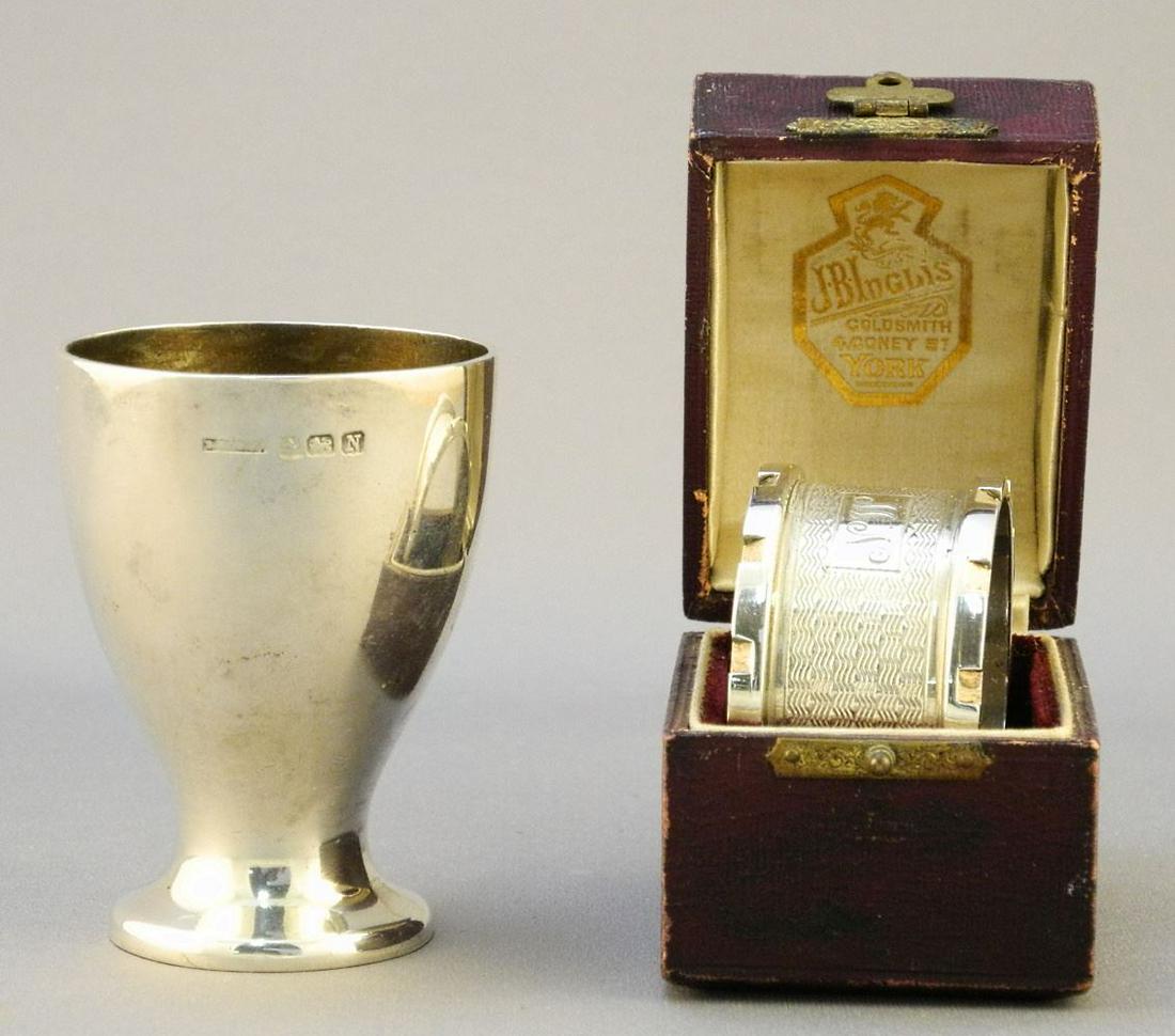 Sterling Silver Napkin Ring with Box & a Sterling Egg Cup. (1 of 3)