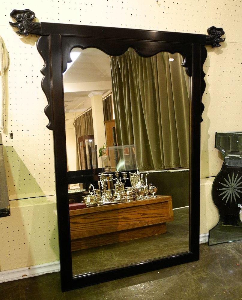Chinese Style Black Lacquer Mirror, 51" High (1 of 2)
