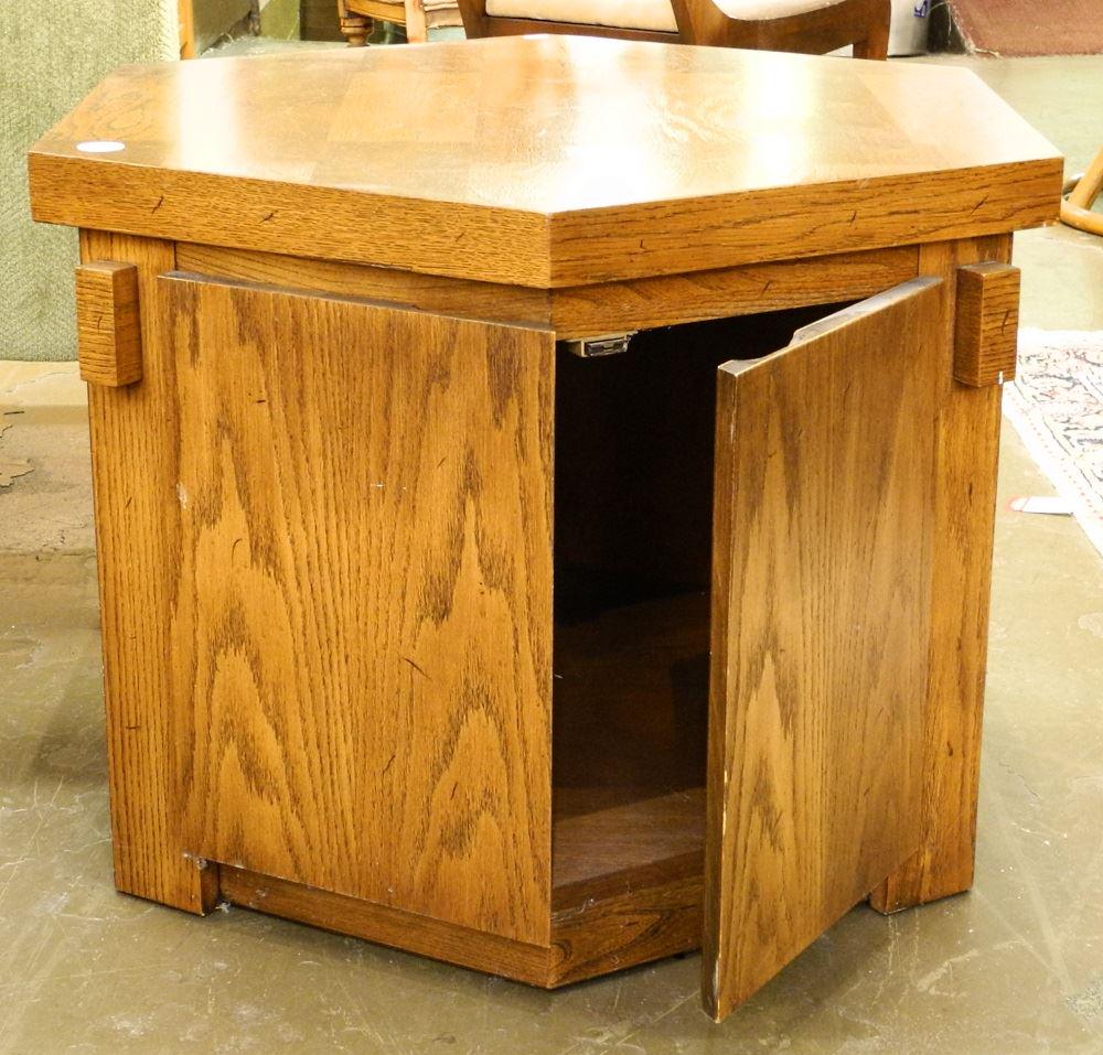 Hexagonal "Lane" Oak End Table (1 of 2)