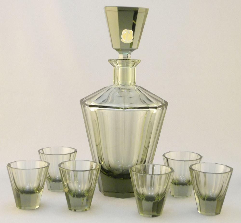 Imperlux Czech Crystal Smoked & Faceted Glass Liqueur Set, 9 5/8" High: Imperlux Czech Crystal Smoked & Faceted Glass Liqueur Set, 9 5/8" High