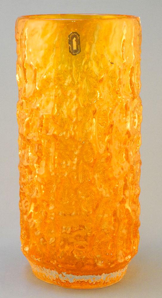 Art Glass Vase with Whitefriars Sticker, 10 1/4" High. (1 of 3)