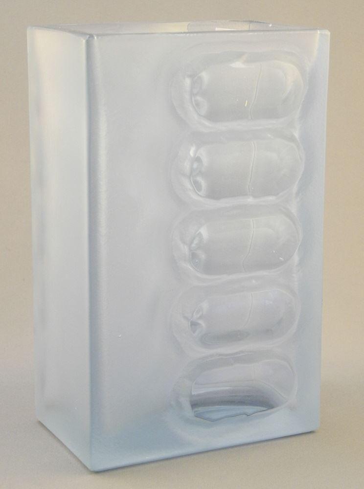 Rectangular Cast Glass Vase, 8 1/2" High. (1 of 2)