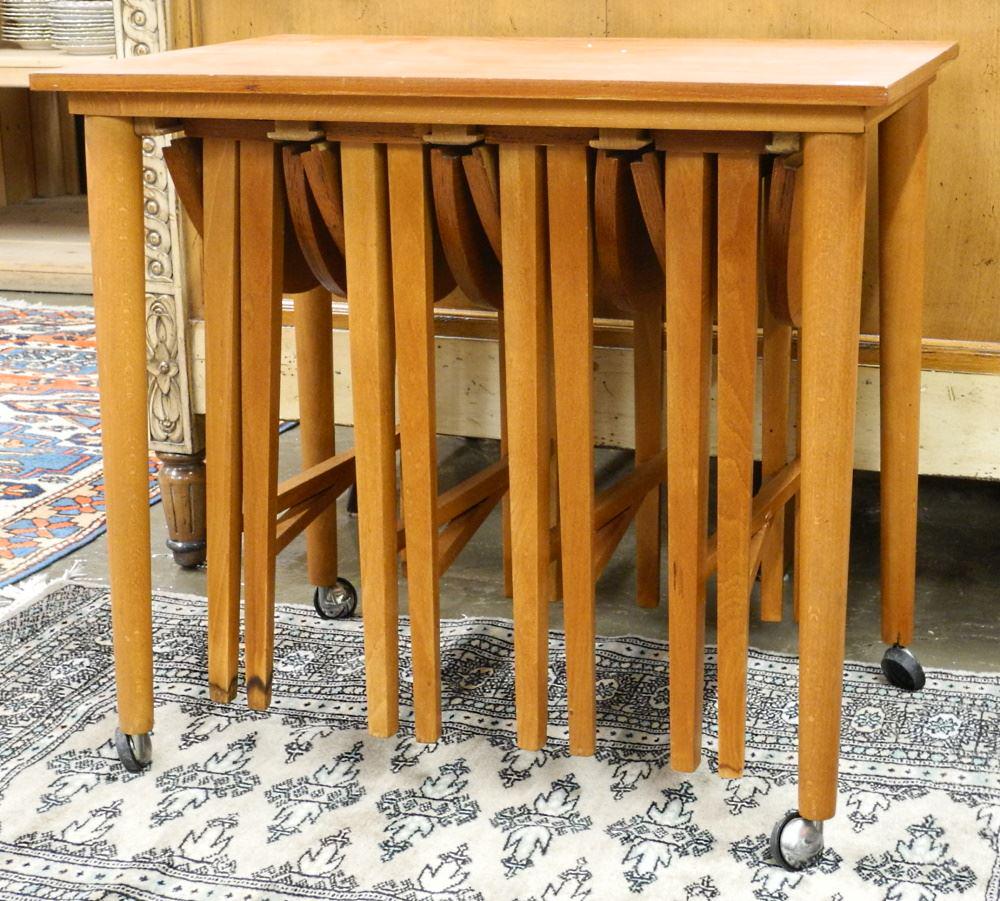 Danish Modern Teak Nesting Tables, 25 1/2" High. (1 of 6)