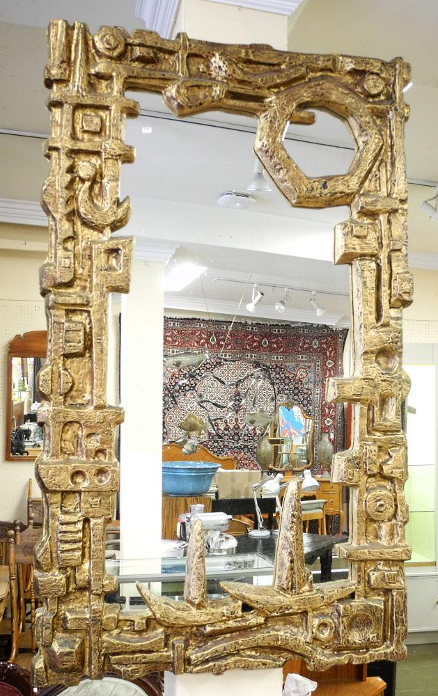 Canadian Modern Brutalist Molded Frame Mirror, 58"x34 3/4". (1 of 5)