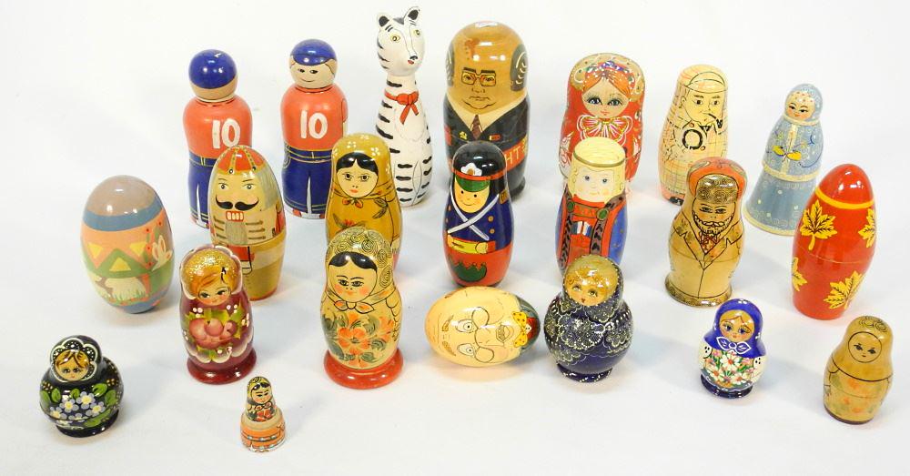 Collection of Russian Nesting Dolls, Tallest 7 3/4".: Collection of Russian Nesting Dolls, Tallest 7 3/4".
