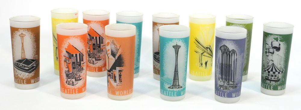 12 1962 Seattle World's Fair Glasses, 6 5/8" High (1 of 2)
