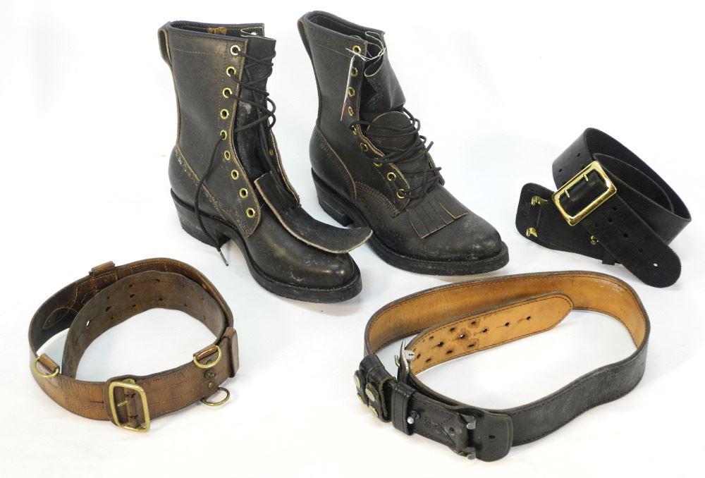 Pair of Men's Size 9 Viberg Boots & 3 Heavy Gauge Belts.: Pair of Men's Size 9 Viberg Boots & 3 Heavy Gauge Belts.