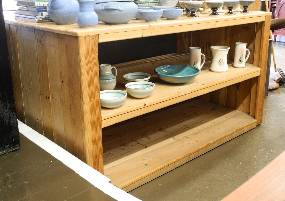 Pine Storage Table, 32 1/4" x 60 3/8" x 31 7/8". (1 of 2)