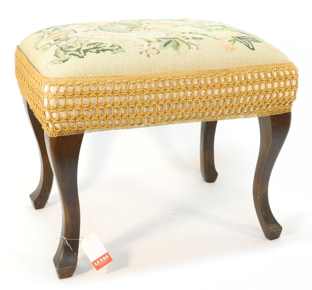 Needlepoint Foot Stool, 21" Wide. (1 of 3)