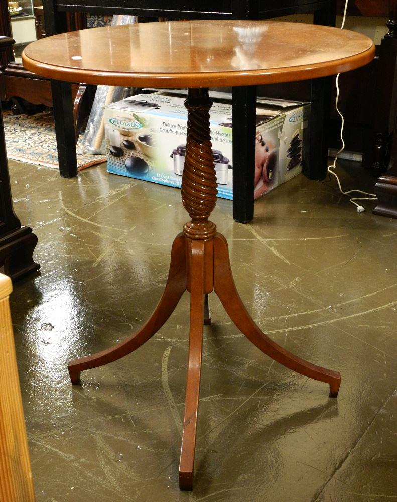 Bombay Co. Cherry Finish Pedestal Tables, 27" High. (1 of 2)