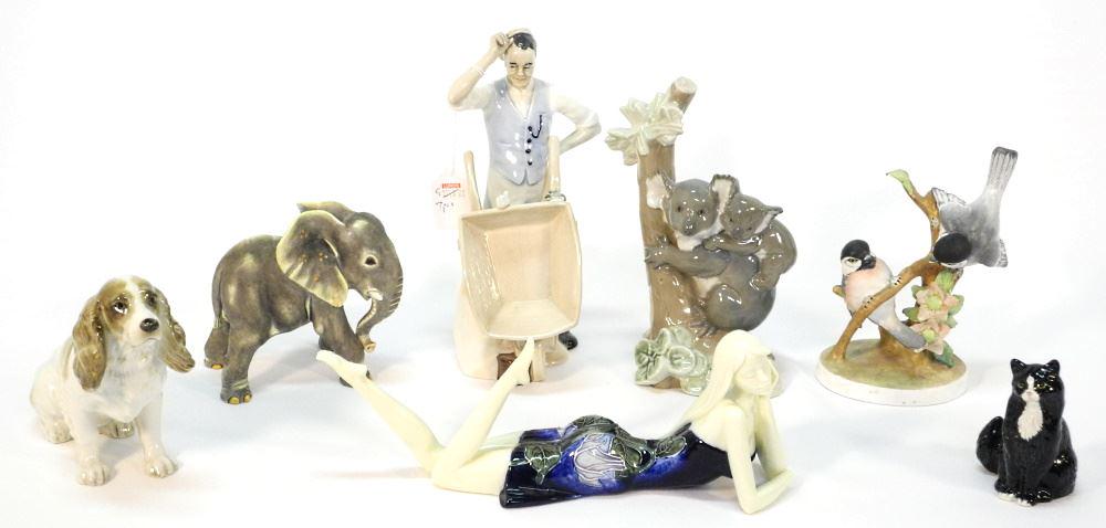 7 Porcelain Items: Nymphenburg/ Lladro/ Doulton/ Adeline/ Crown Staff. (1 of 2)