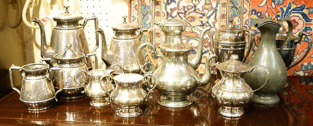 Collection of Silver Plated/ Pewter/ Tin Hollow Wares, All As Found (1 of 1)