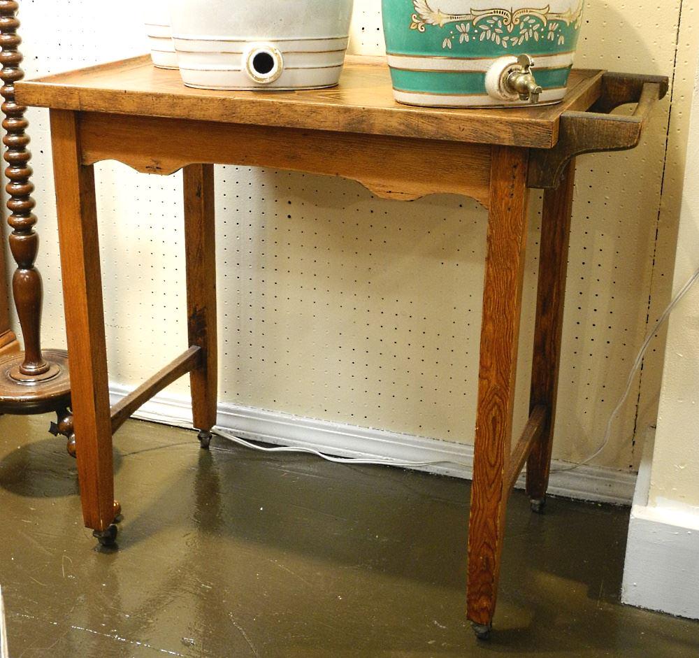 Pine Serving Table with Castors, 31" W. (1 of 2)