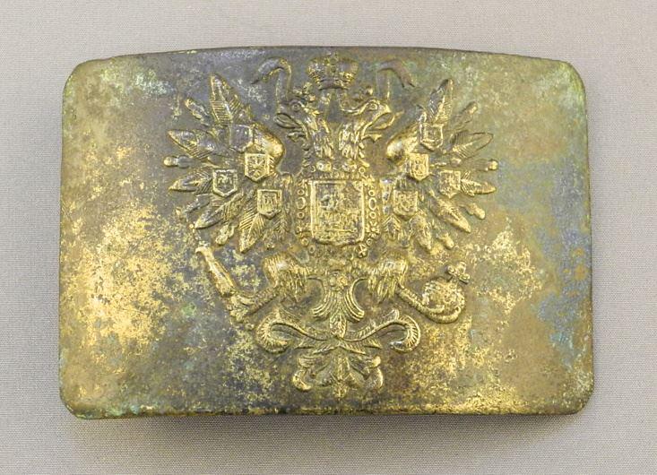 Late 19th/ Early 20th C. Imperial Russian Brass Belt Buckle- Romanoff Eagle Motif. (1 of 2)