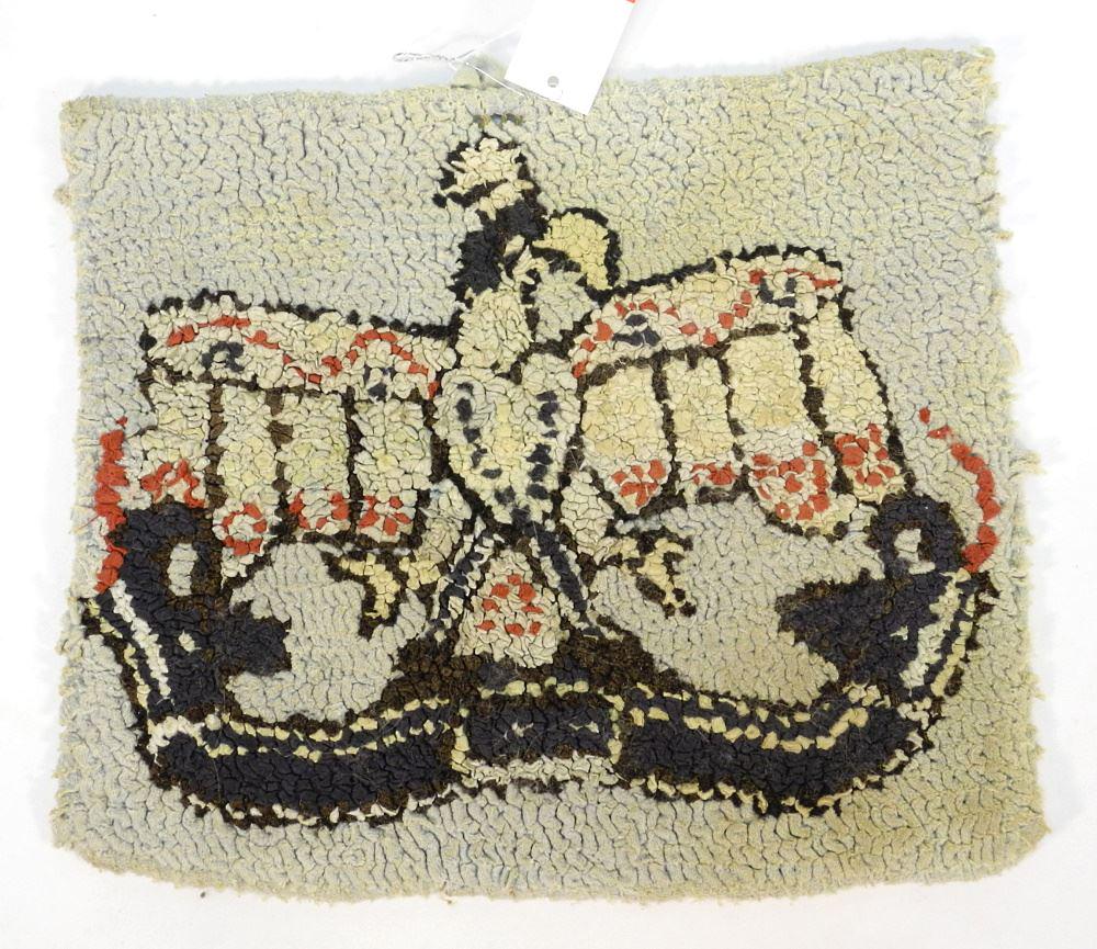 Thunderbird & Sisutil Rag/ Rug, 13" x 15 1/2".: Thunderbird & Sisutil Rag/ Rug, 13" x 15 1/2".