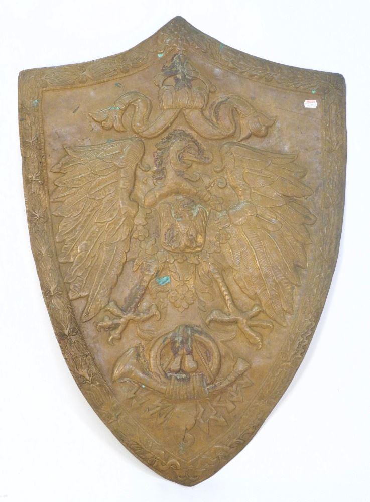Hammered Copper Prussian Wall Shield, 29 3/4" High. (1 of 1)