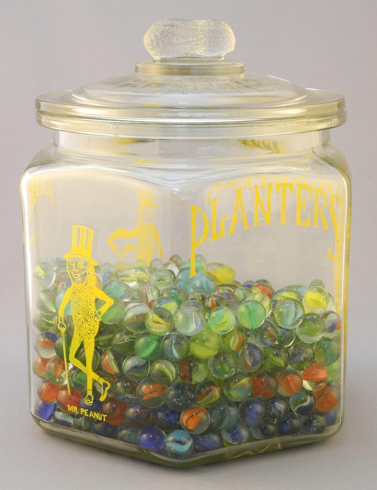 Vintage Planter's Peanut Jar With Marble Collection. (1 of 2)