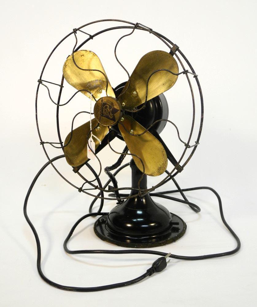 Brass & Steel Desk Top Fan, 18 1/4" High. (1 of 5)