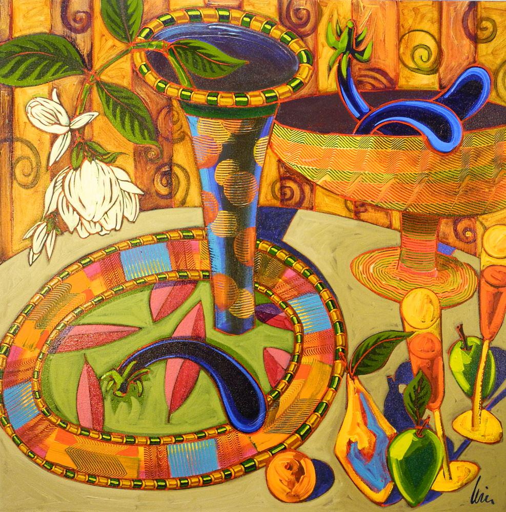 Mixed Media on Canvas Signed (Grant) Leier, "Patterns of Romance" 29 7/8" X 29 7/8". (1 of 6)