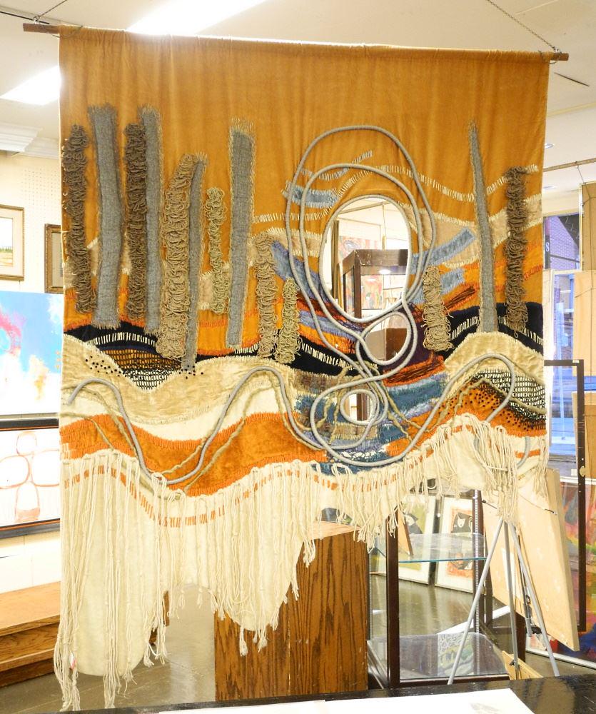 Textile Hanging Signed "Sabi '74" (Sabiston), 7'1" x 5'5".: Textile Hanging Signed "Sabi '74" (Sabiston), 7'1" x 5'5".