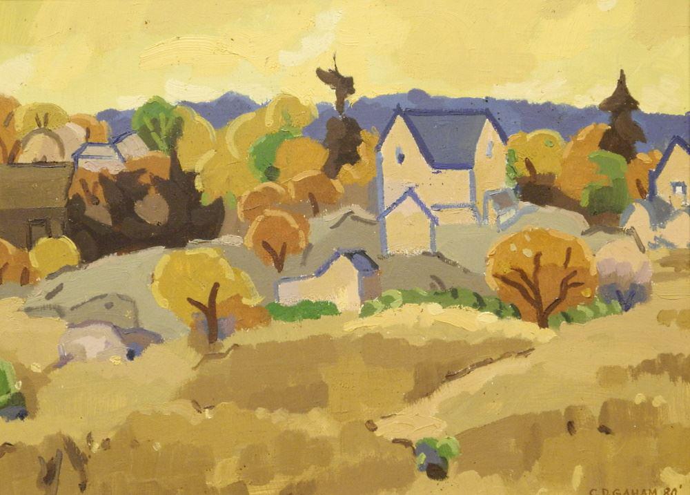 Oil on Board Signed C.D. Graham '80, 12" x 16", "Golden Oaks". (1 of 5)