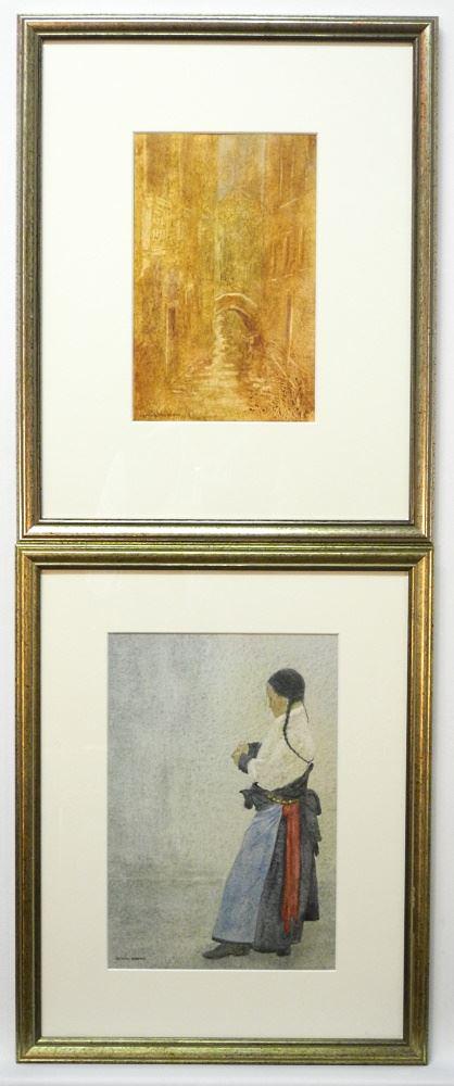 2 Watercolours Signed Deirdre Roberts , 12 3/4 x 19 1/4" & 10 3/4 x 6 3/4", "Tibetan Woman" (1 of 7)