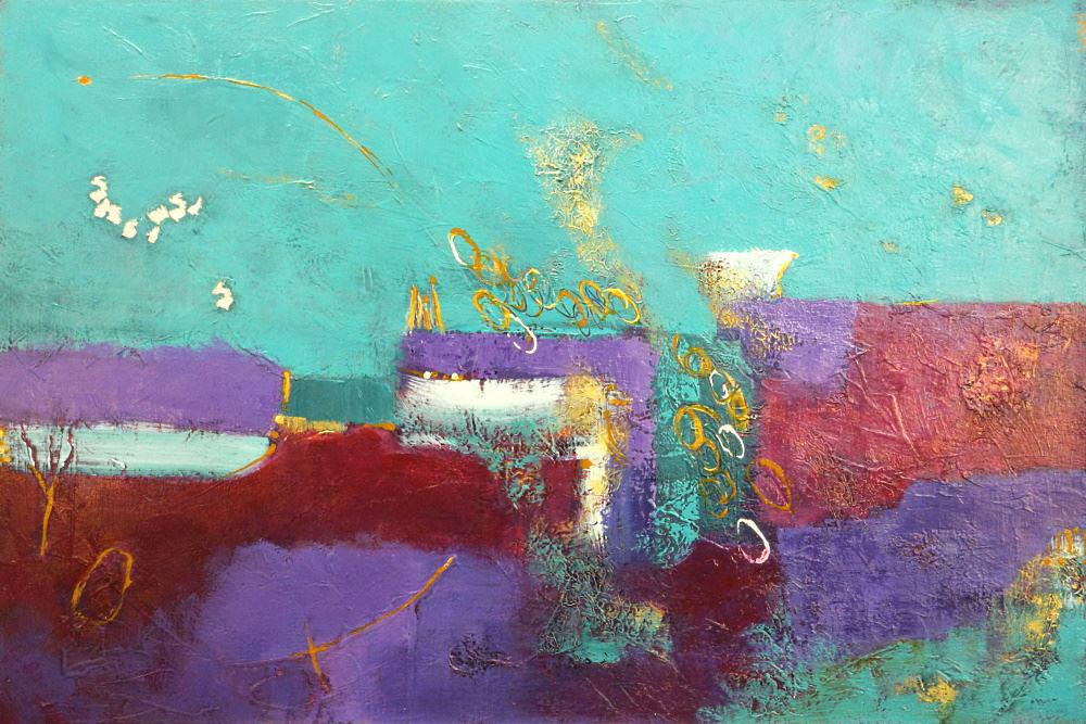 Acrylic on Canvas Signed Susan J. Geddes, "A New Perspective" 24" x 36 1/4". (1 of 7)