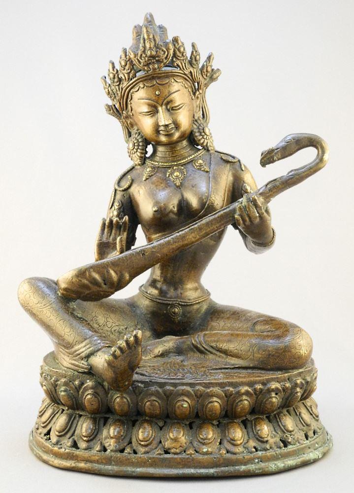 Sino Tibetan Bronze Buddhist Figure, 12 3/8" X 8 5/8" X 7 1/2". (1 of 4)