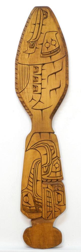 Northwest Coast Paddle Panel Signed "Ben Isaac Alert Bay", 34 1/2". (1 of 2)