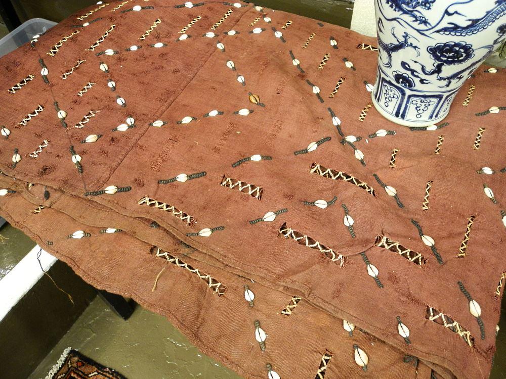 Congo (Kuba) Antique Textile with Shells, 11'9" x 1'10". (1 of 1)