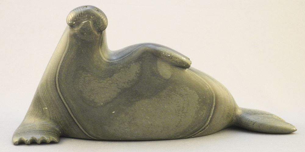 Inuit Stone Walrus Signed with Syllabics & E9-142, 10 5/8"L. (1 of 4)