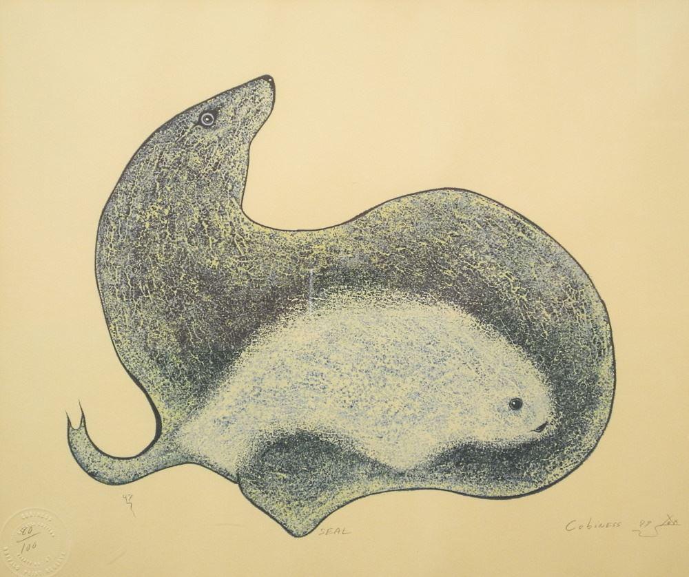 Print Signed (Eddy) Cobiness '79, 17 3/8" x 20 3/4", "Seal", #80/100. (1 of 4)