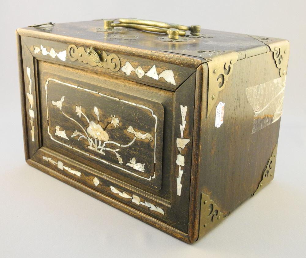 Mah Jong Set in Brass & Wood Box, 9 1/2"W. (1 of 9)