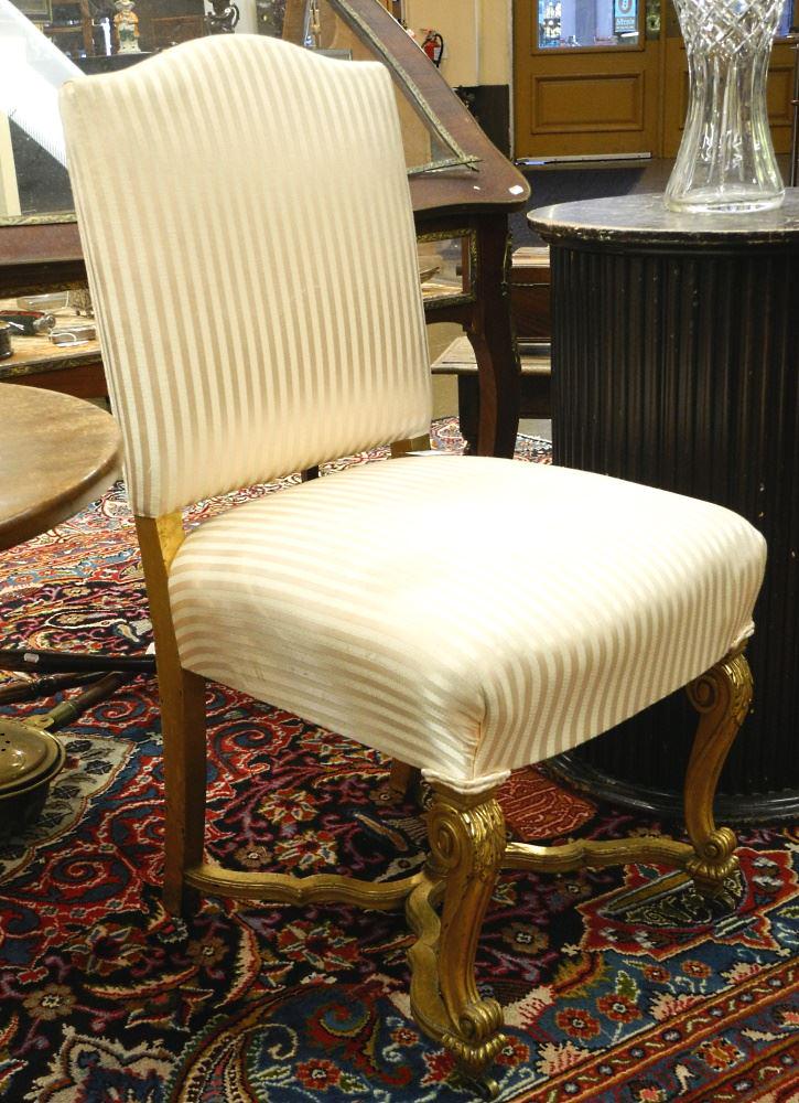 Louis XVI Gilt Wood Side Chair on Casters, 37 1/2" High: Louis XVI Gilt Wood Side Chair on Casters, 37 1/2" High