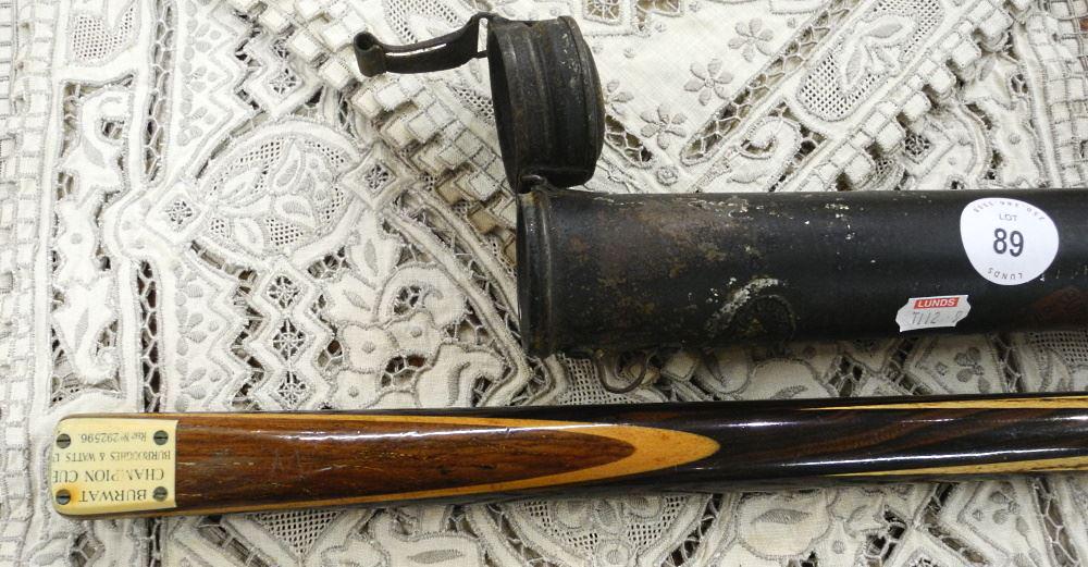 "Burwat Champion" Billiard Cue, "Burroughs & Watts Ltd." with Original Japanned Case 57 (1 of 6)
