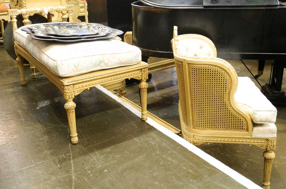 Louis XVI Cane Inset Window Seat & Occasional Chair, 49" Long & 36" High: Louis XVI Cane Inset Window Seat & Occasional Chair, 49" Long & 36" High