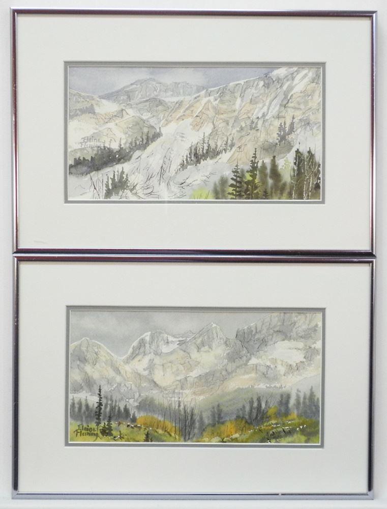 4 Watercolours Signed "Elaine Fleming", Canadian Landscapes 10x14.: 4 Watercolours Signed "Elaine Fleming", Canadian Landscapes 10x14.