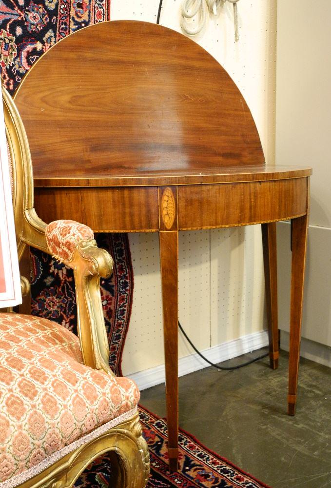 Foldover Demi-Lune Tea Table, 29 1/2" High.: Foldover Demi-Lune Tea Table, 29 1/2" High.